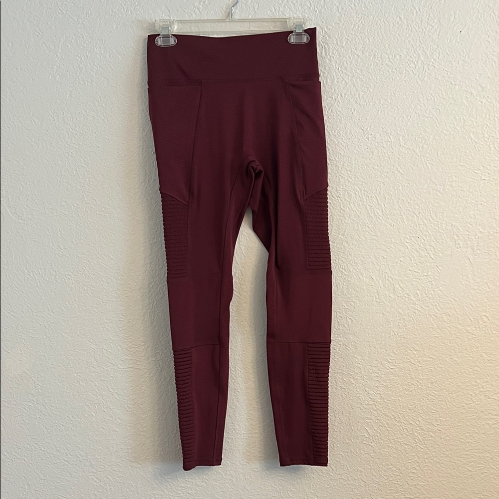Fabletics Burgundy Motion 365+ High-Waisted Moto Leggings